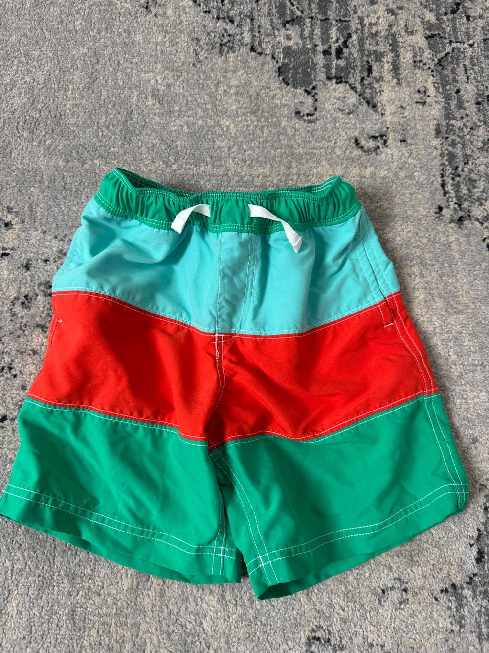 Hanna Andersson Colorblock Swim Shorts in Teal, Red & Green